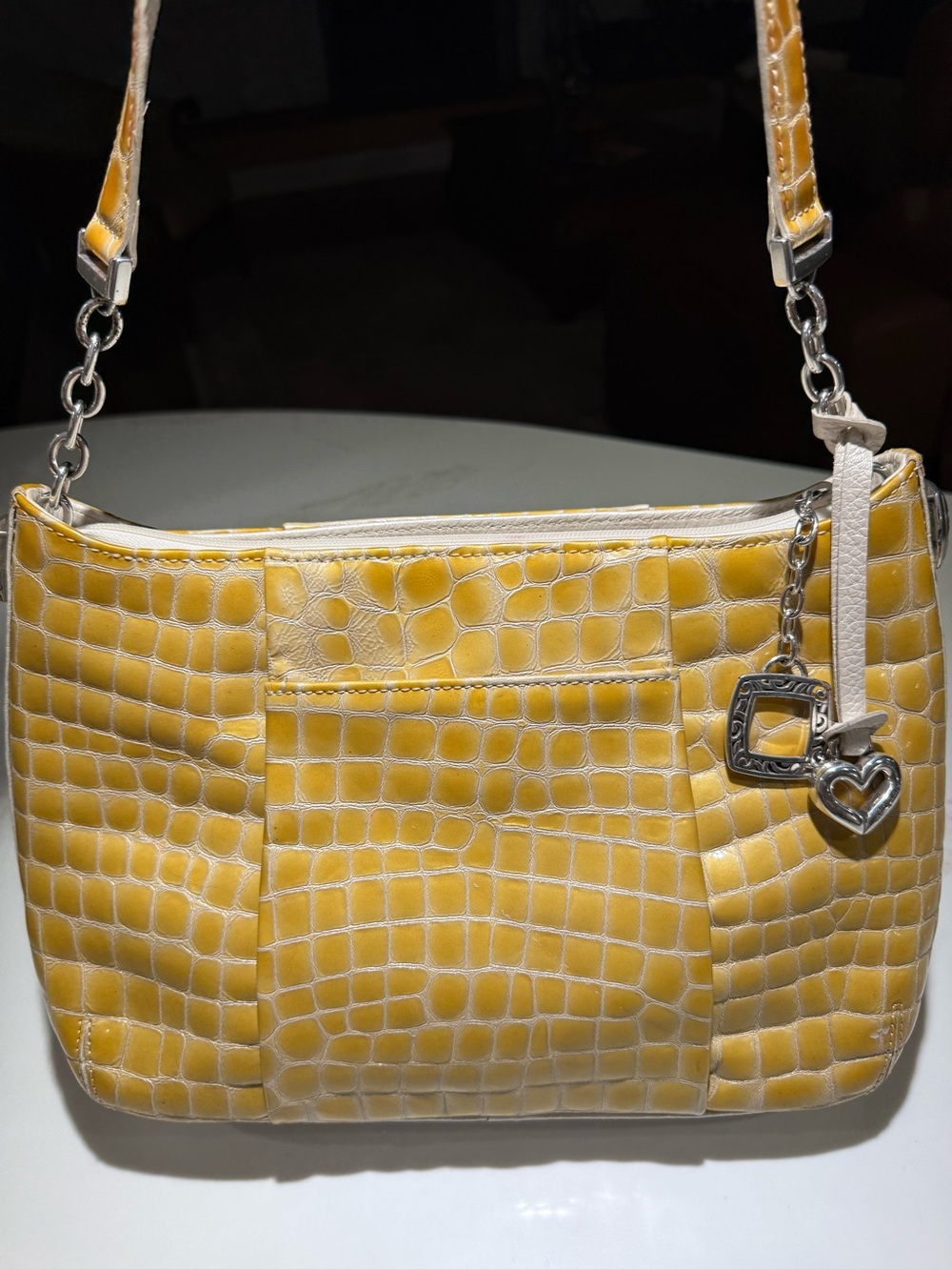 BRIGHTON Shoulder Patent Leather Croc bag, Yellow